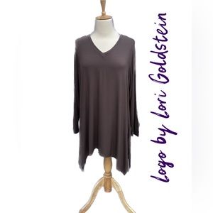 LOGO Layers By Lori Goldstein Hi Low V Neck Tunic A269982 Womens 1X
